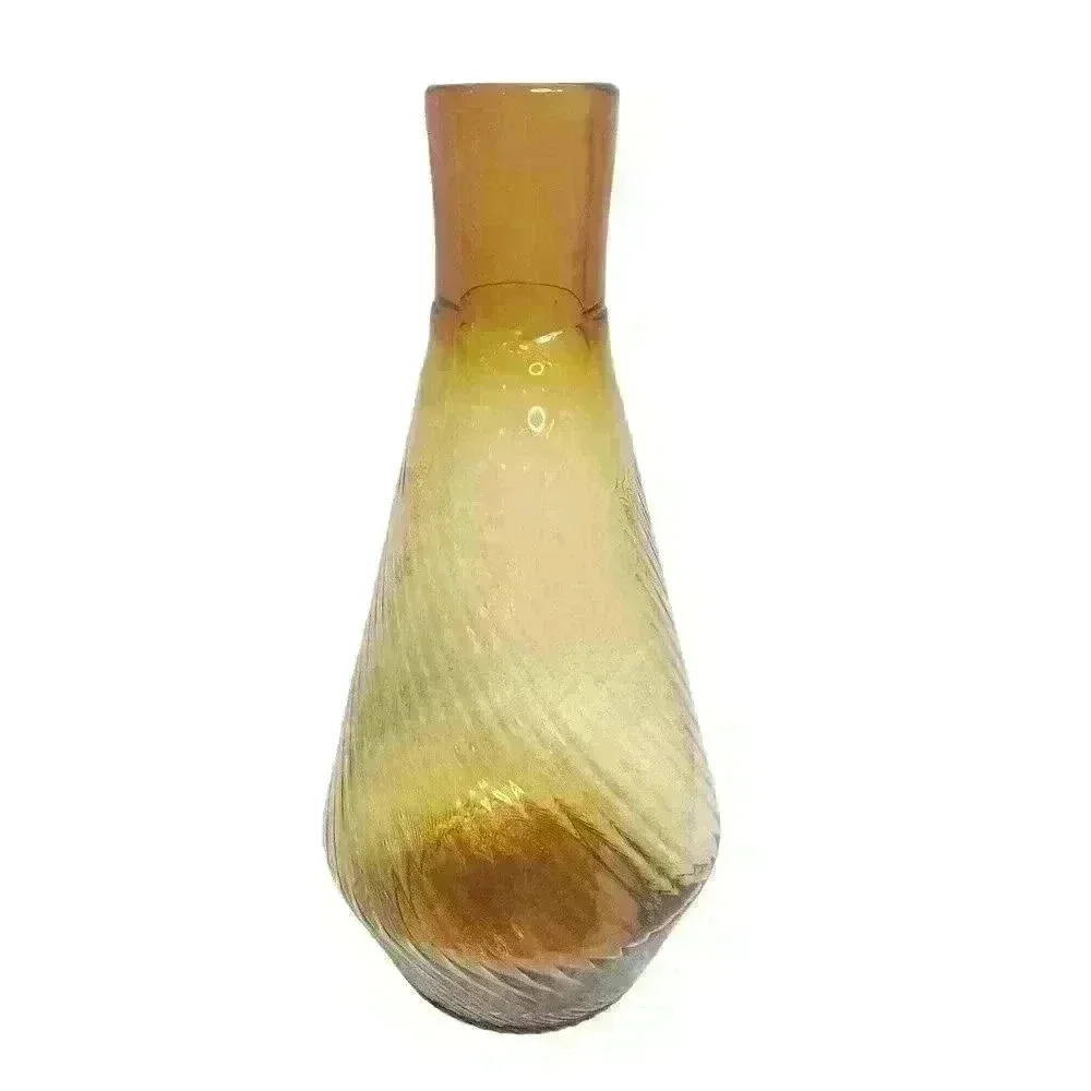 Amber Swirl Mid Century large glass floor vase